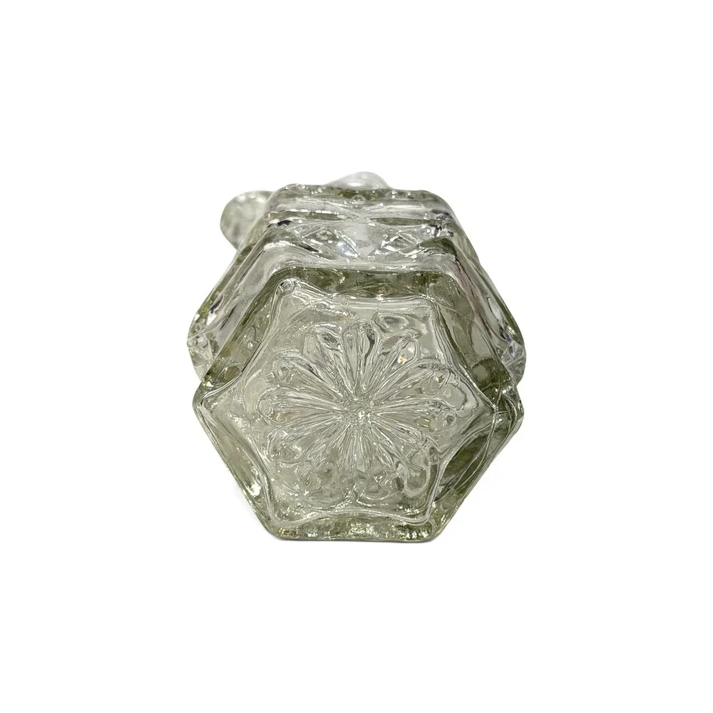 Vintage Clear Pressed Glass Starburst Diamond Cruet Bottle with Handle 6.25